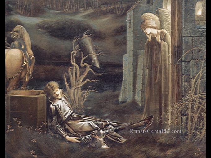 der Traum von Lancelot an der Kapelle des San Graal Präraffaeliten Sir Edward Burne Jones Ölgemälde